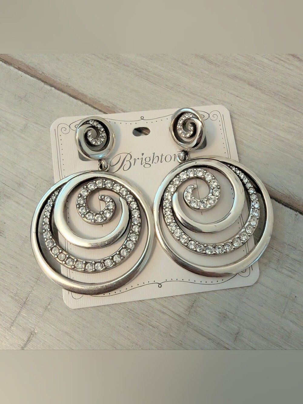 Brighton Whirlpool Crystal Swirl Post Drop Earrings